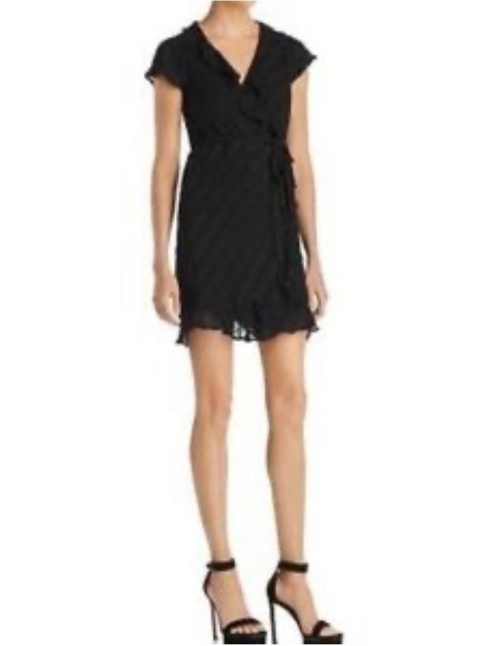 Bardot Black Short Wrap Mini Dress